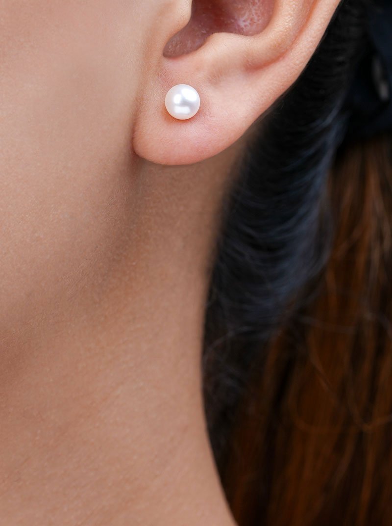 Monstera Pearl Drop Earrings (Pure Silver) - Gold